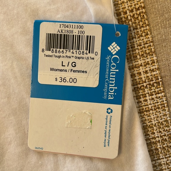 NWT Columbia Wome Large Cotton Tough In Pink Graphic LS Tee - Picture 3 of 6